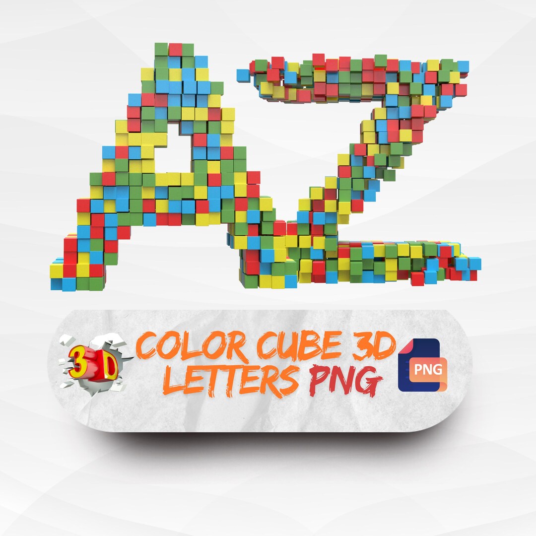 Color Cube 3D Alphabet PNG | Bright Block Lettering | Digitaldownload ...