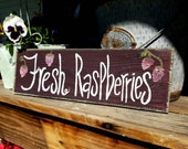 Raspberries wood sign,wooden wall decor,fresh raspberries,wood sign,rustic wall hanging,handpainted wood sign,custom sign,custom garden sign