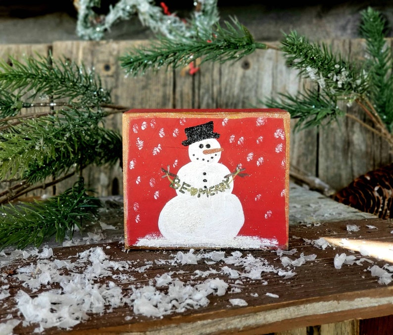 Be merry rustic christmas signwinter wooden blockholiday | Etsy