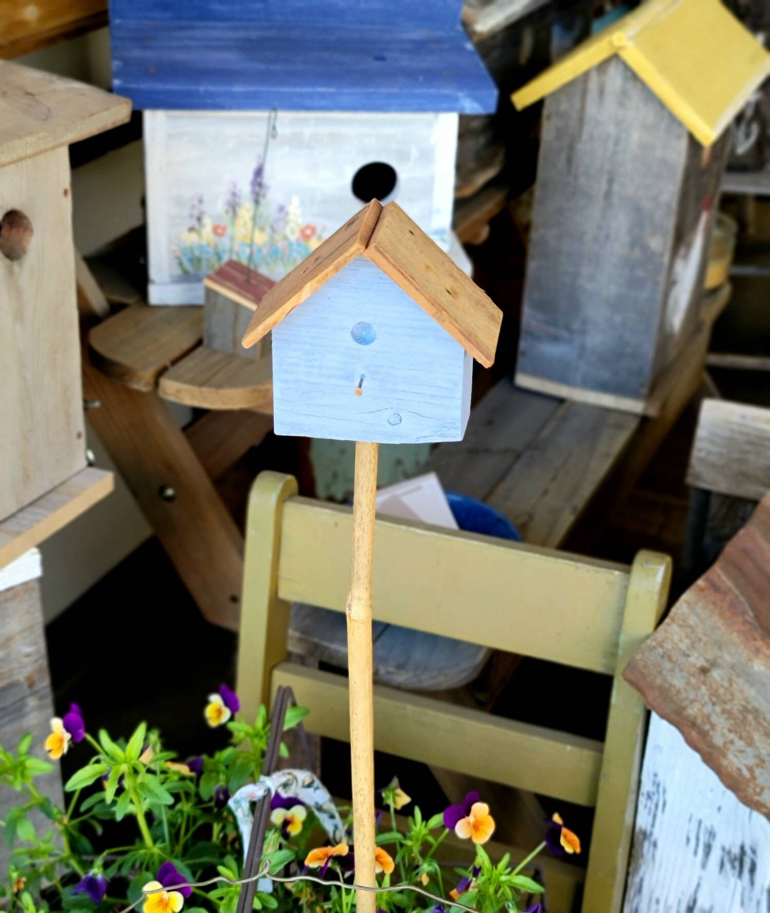 Custom birdhouse on a stake,wooden birdhouse,birdhouse decor,garden