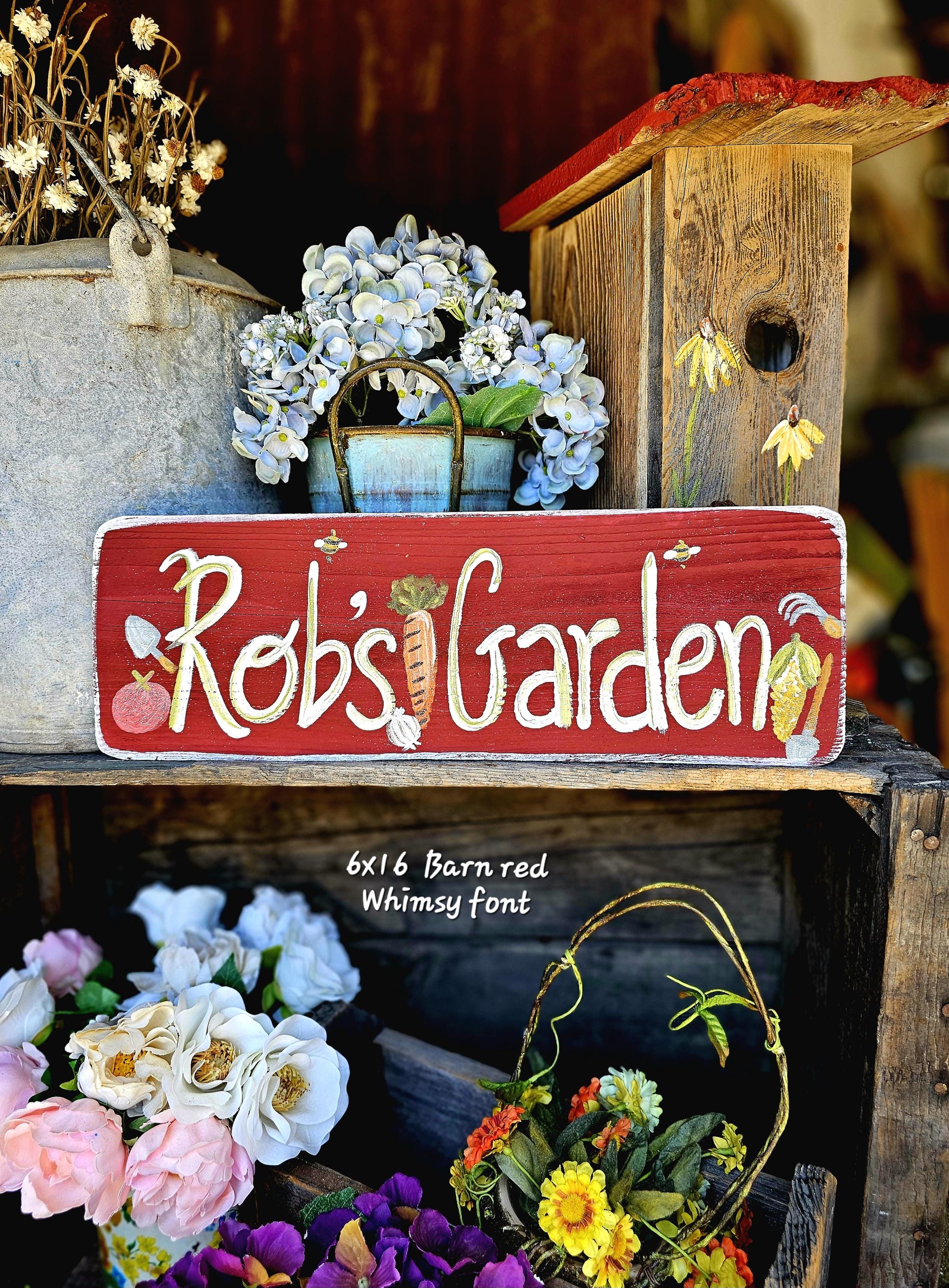 Personalized Garden Sign: Hand-painted Reclaimed Wood Family Name