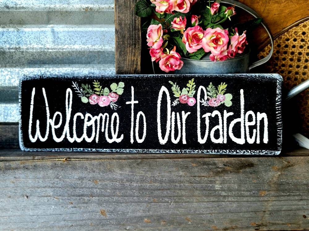 Welcome to my garden sign,wall hanging,rustic wood sign,outdoor garden
