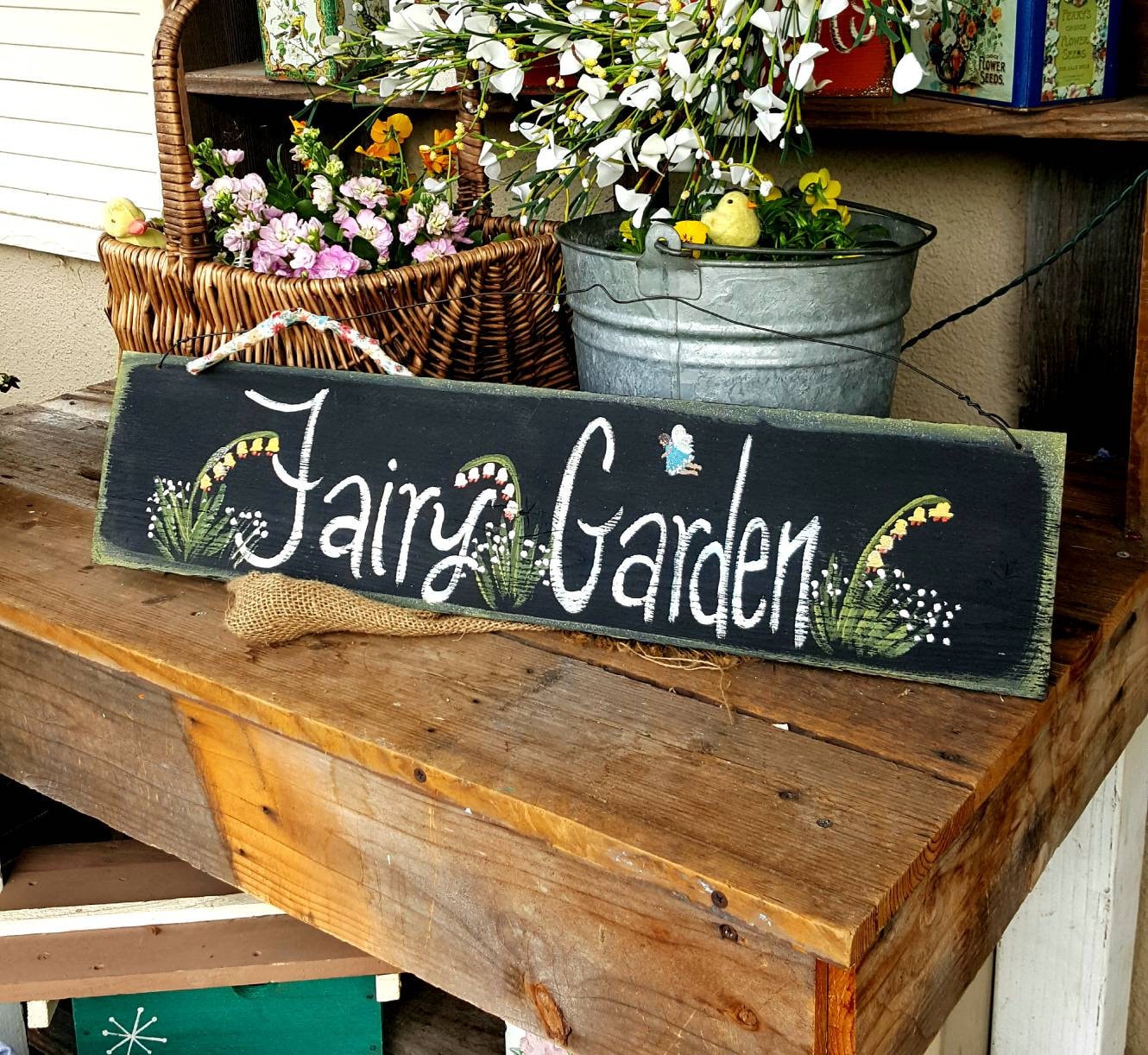 Wood garden signs,rustic home decor,fairy garden decor,outdoor garden