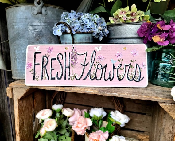 Wooden garden sign,outdoor garden sign,fresh flowers sign,personalized sign outdoors,garden gift,custom garden sign,mother's day garden gift