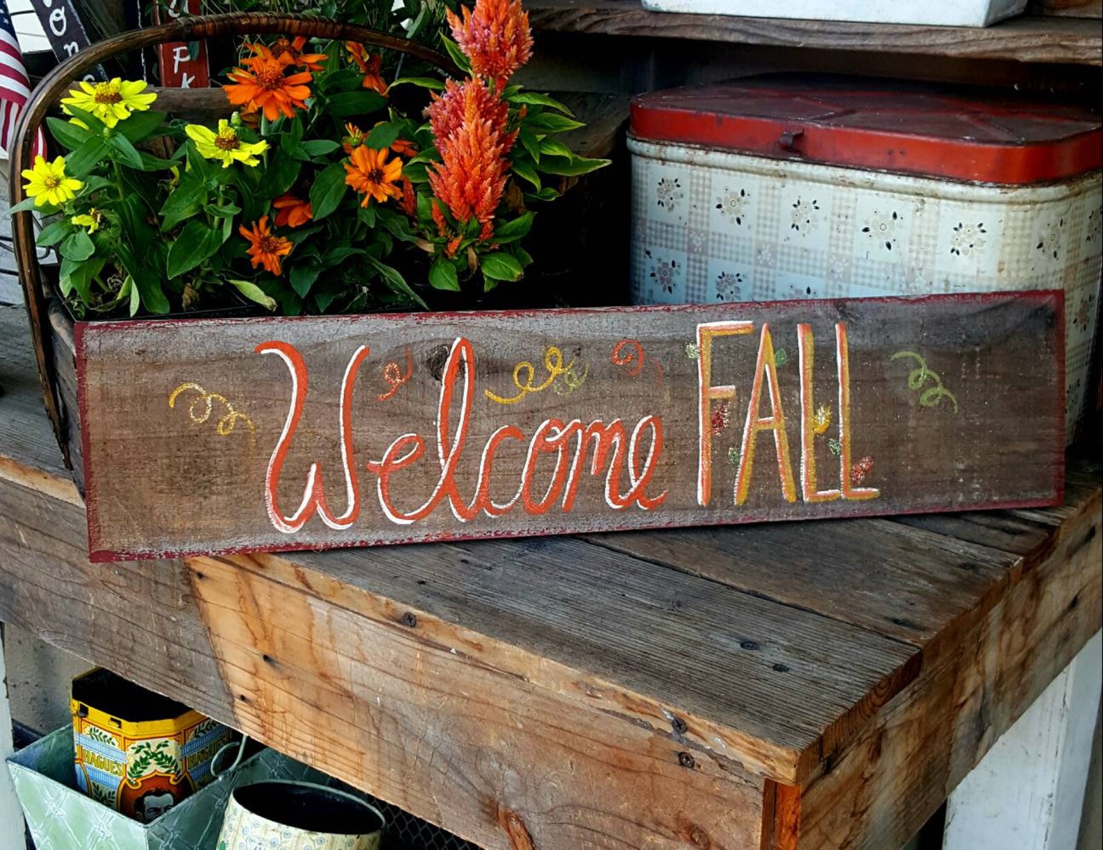 Fall Sign,rustic Halloween Outdoor,primitive Fall,outdoor Fall