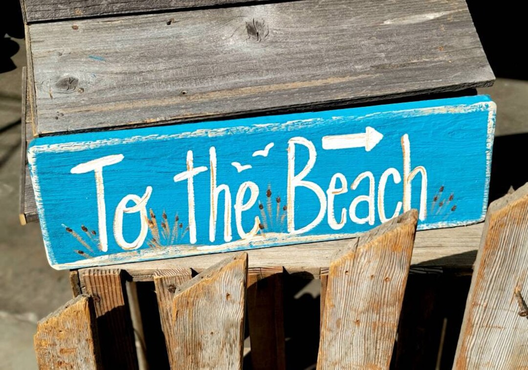 To the Beach Signoutdoor Beach Signrustic Beach Etsy