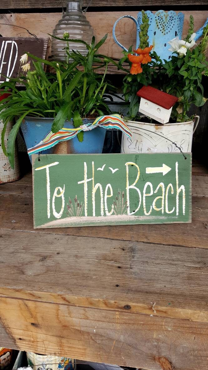 To the beach sign,outdoor beach sign,rustic beach decor