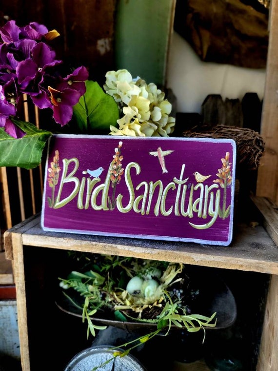 Bird sanctuary sign,outdoor garden  decor,custom garden gift,personalize outdoor sign,personalized garden wood sign,the birdhouse of orange