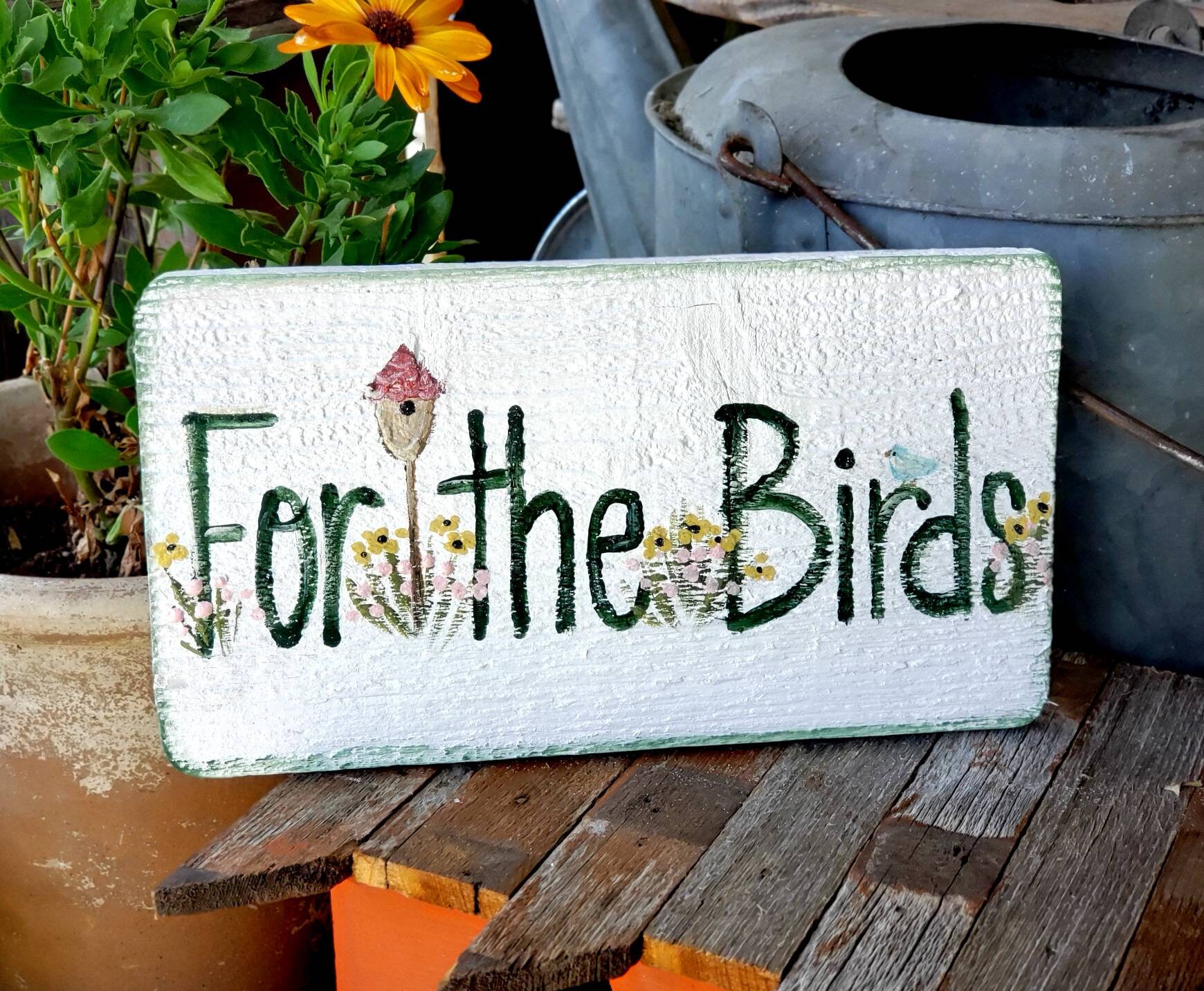 garden sign,For the birds,rustic wood sign,garden gift,custom sign