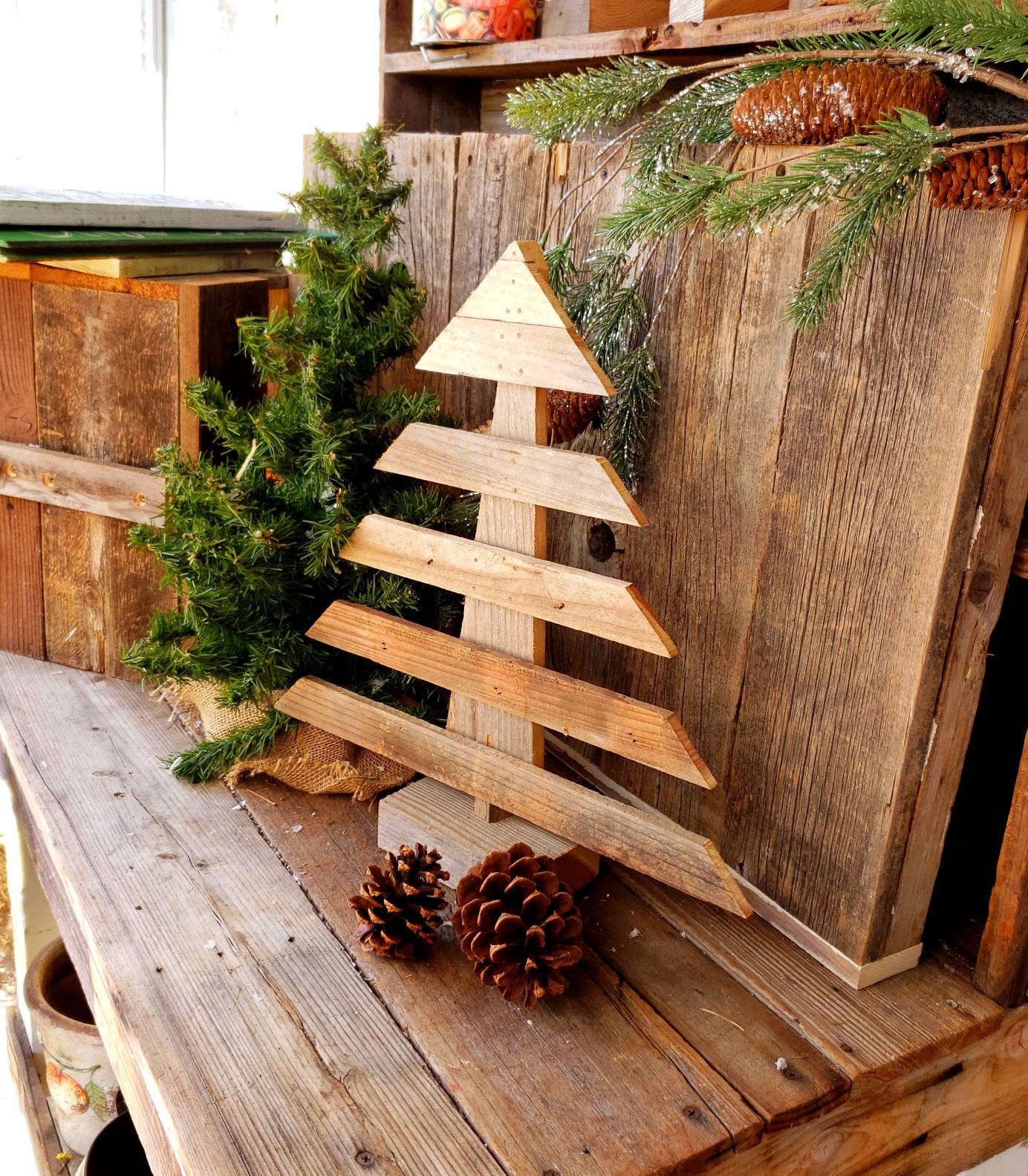 Wood christmas treeprimitive christmas decornatural wood  Etsy