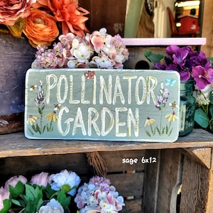Hand-Painted Pollinator Garden Sign: Rustic Outdoor Decor