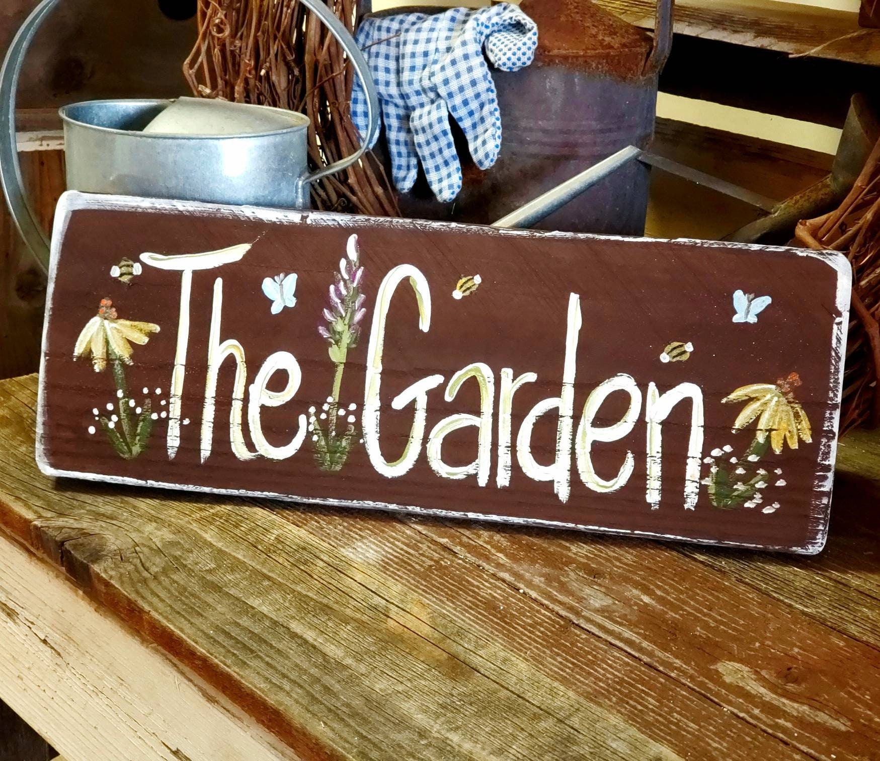 Outdoor custom wood sign for home and garden. You can personalize this