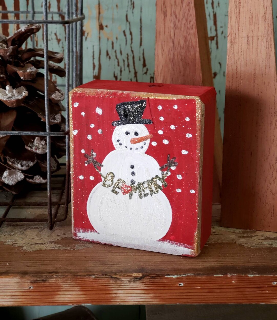 Be Merry Rustic Christmas Sign,winter Wooden Block,holiday Decor,rustic