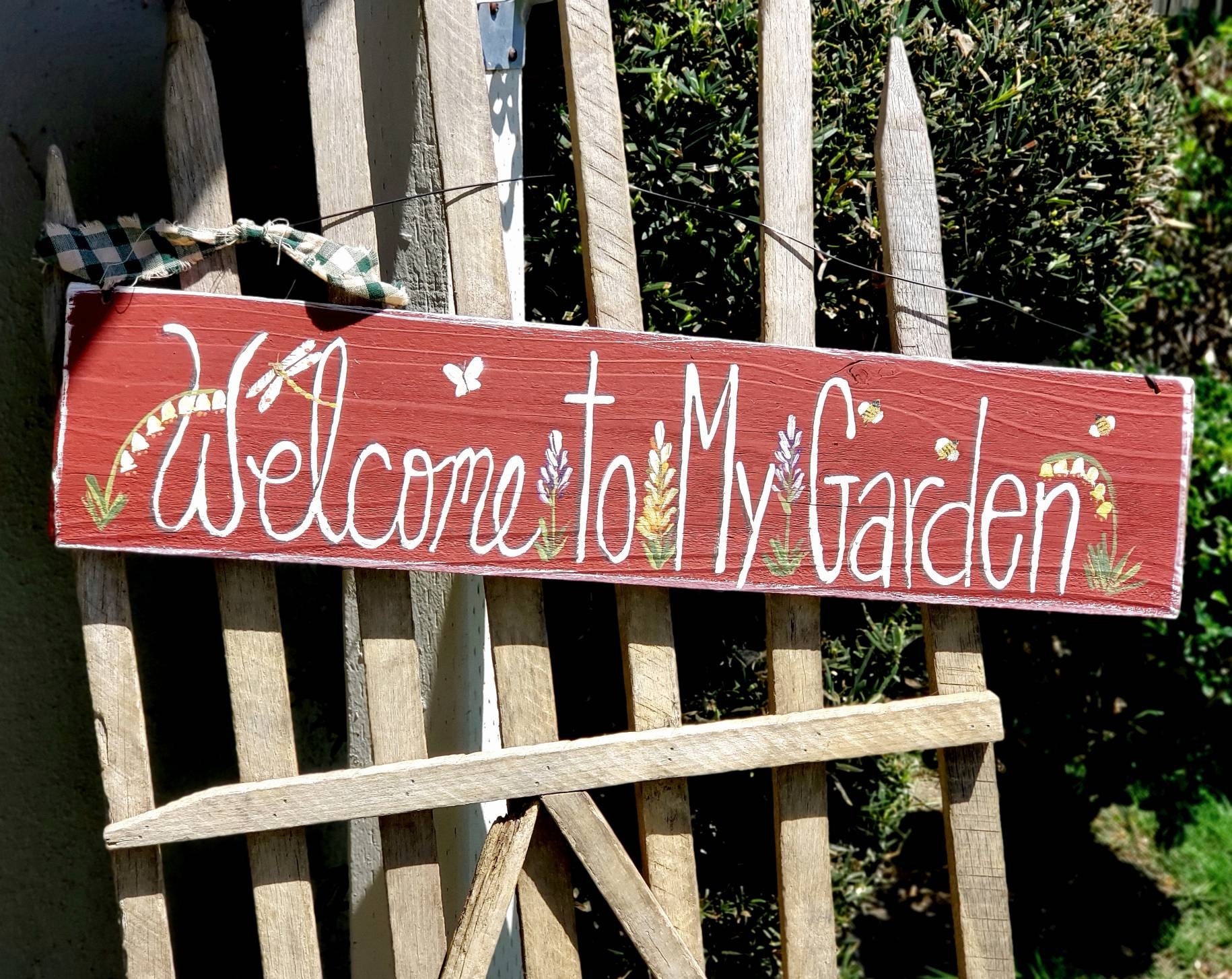 to my garden sign,wall hanging,rustic wood sign
