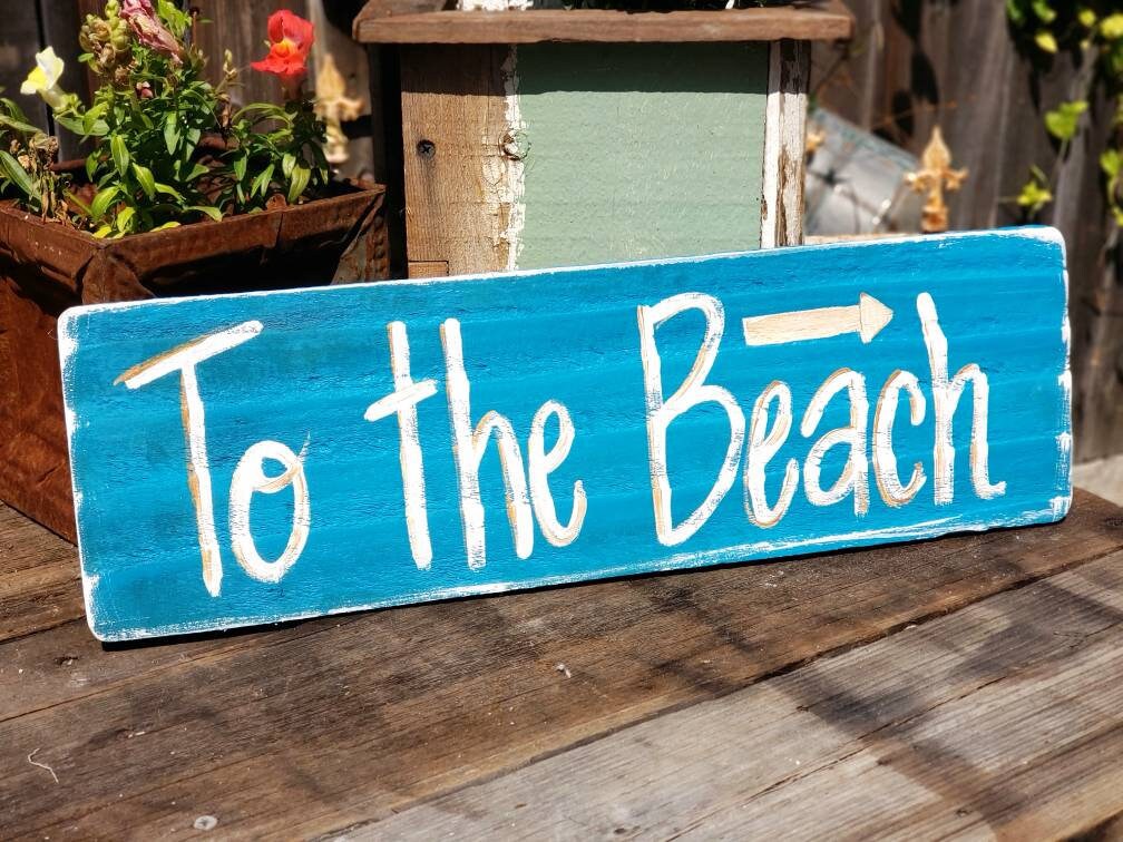 To the beach sign,outdoor beach sign,rustic beach decor