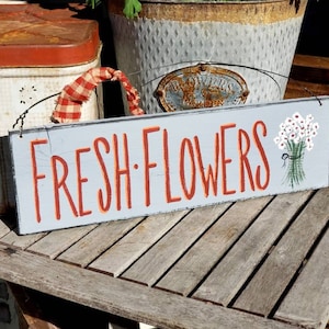 garden sign,outdoor garden sign,fresh flowers sign,personalize sign outdoors,rustic garden gift,outdoor sign for home,custom garden sign image 5