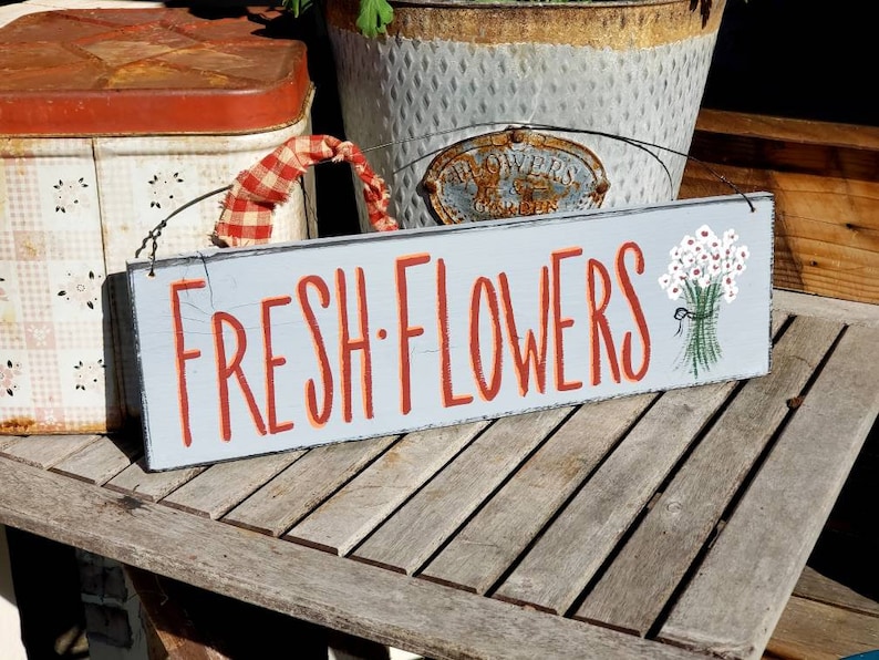 garden sign,outdoor garden sign,fresh flowers sign,personalize sign outdoors,rustic garden gift,outdoor sign for home,custom garden sign image 5