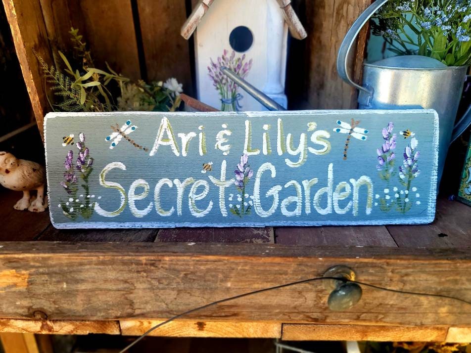 Handpainted Secret Garden Sign: Rustic Wood Decor - Etsy