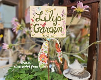 Custom Hand-Painted Garden Stake: Weatherproof Reclaimed Wood Sign