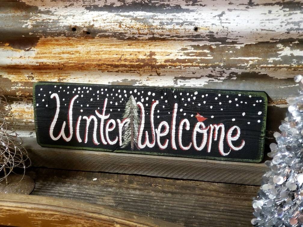 Winter signrustic winter signcustom signswinter Etsy