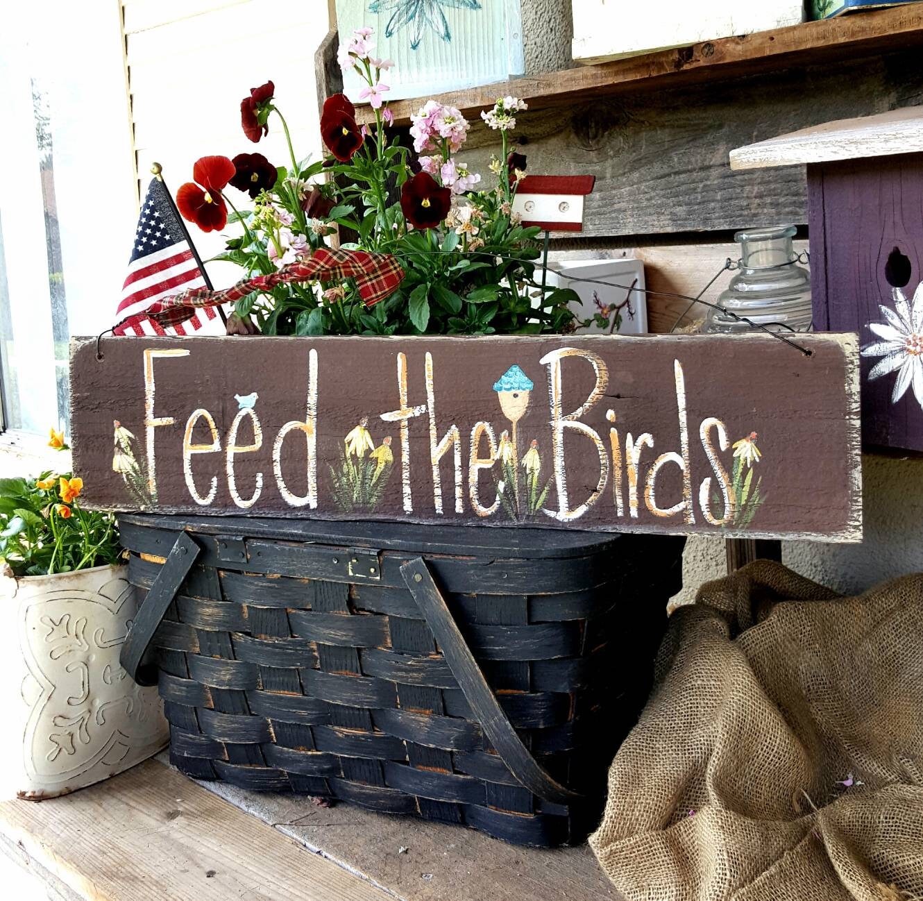 Feed the birds sign,outdoor garden sign,Mary poppins sign,personalized