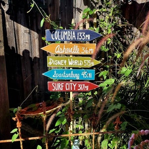 custom wood arrow sign,directional signs,custom wood sign,business sign,miles away sign,trail marker,destination wood signs,garden path sign