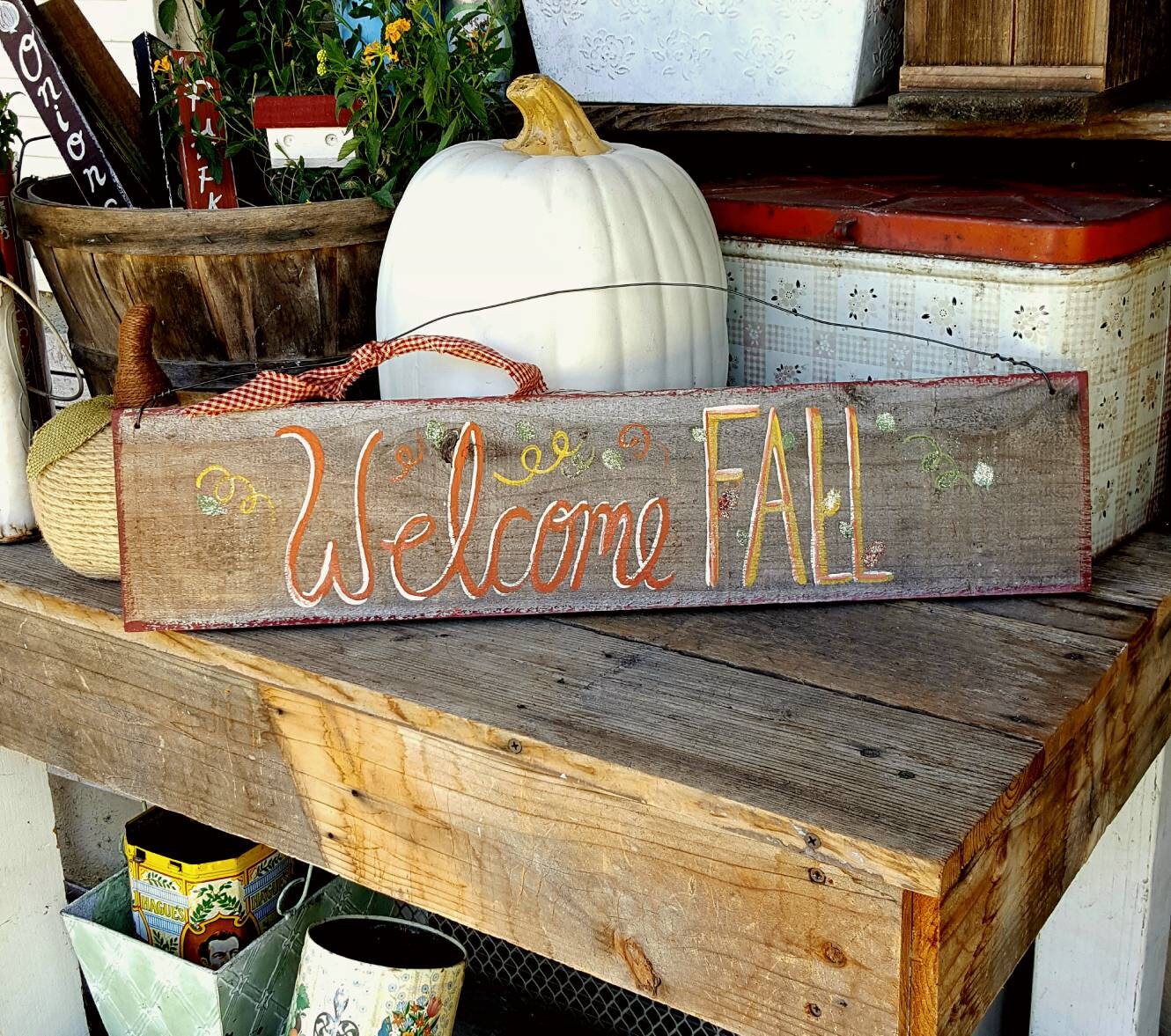 fall sign,rustic halloween outdoor,primitive fall