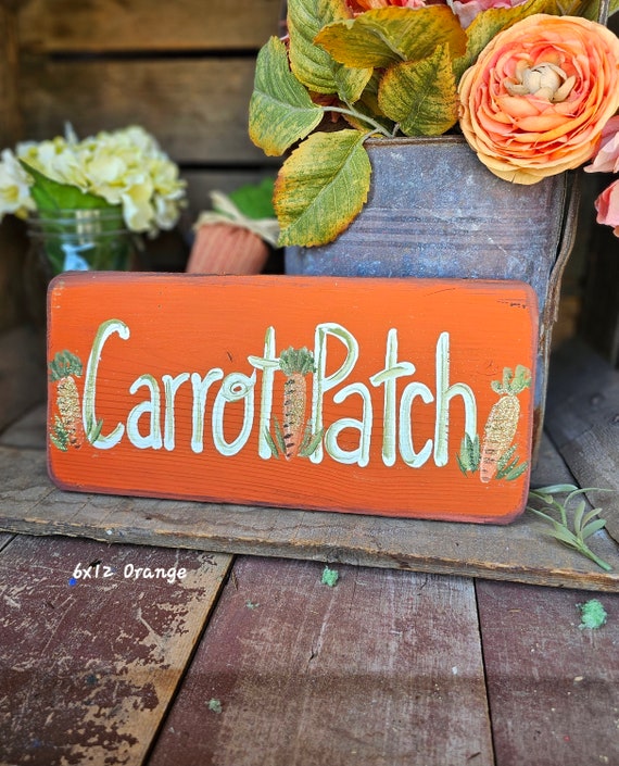 Carrot patch,wooden easter decor,outdoor spring sign,primitive easter sign,vegetable garden,custom sign,spring door sign,outdoor garden sign