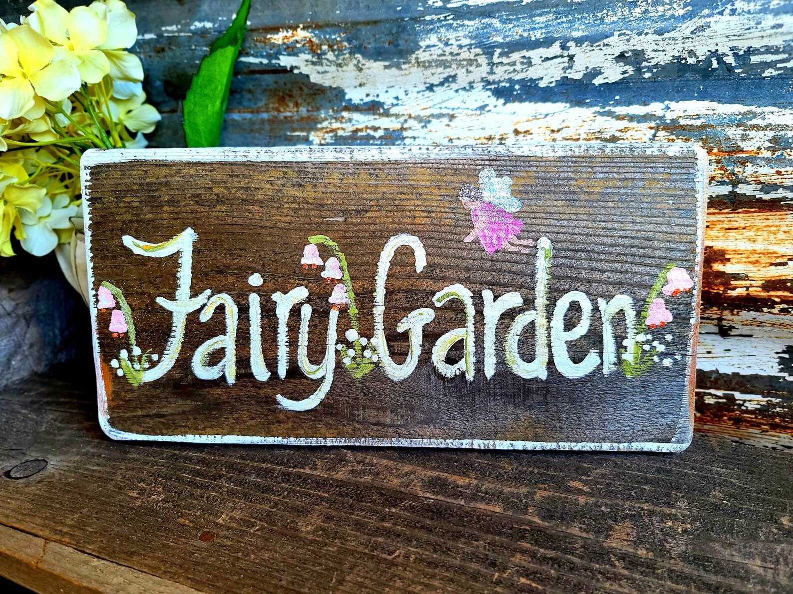 Wood Garden Signsrustic Home Decorfairy Garden Decoroutdoor Etsy