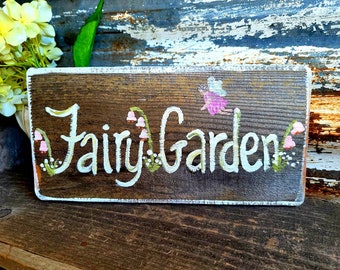 Rustic Wood Fairy Garden Sign, Personalized Outdoor Decor