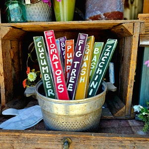 Handmade Reclaimed Wood Garden Markers: Custom Plant Labels, 16&quot; Stakes