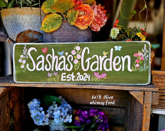 Custom Hand-Painted Garden Sign: Personalized Wood Wall Art,custom wood sign