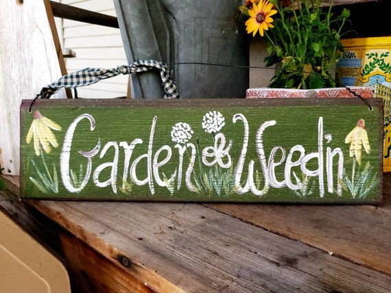 Custom Garden Signwood Garden Signprimitive Wood Signgarden Etsy