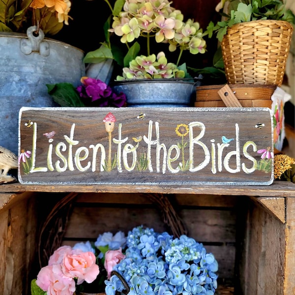 outdoor garden sign,personalized garden gift,customizable sign,garden sign,garden gift,custom garden sign,yard sign,listen to the birds