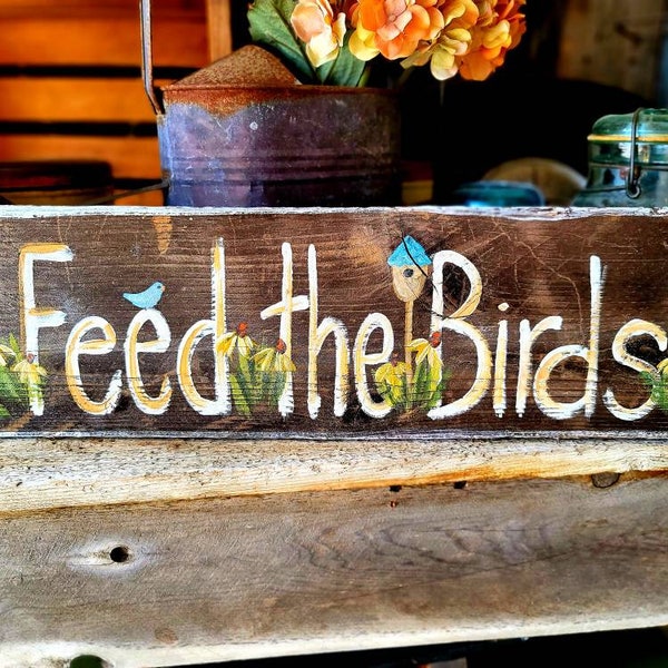 Feed the birds,outdoor wood garden sign,Mary poppins sign,personalized garden gift,custom wood sign,custom outdoor sign,Disney home decor