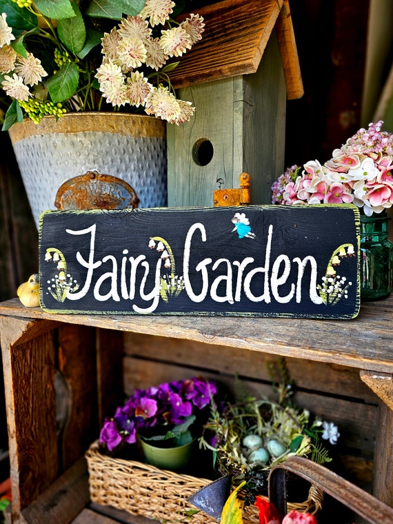 Wood garden signs,rustic home decor,fairy garden decor,outdoor garden sign,personalized garden sign,childrens garden,outdoor sign for home