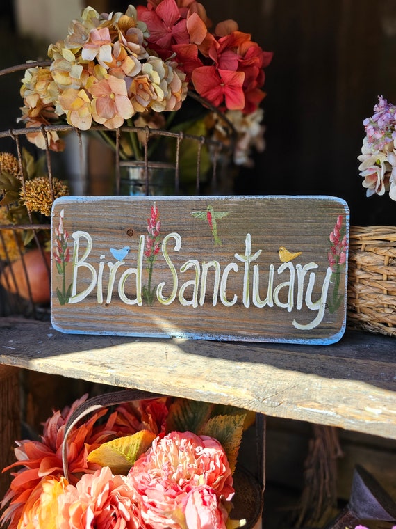 Bird sanctuary sign,outdoor garden  decor,custom garden gift,personalize outdoor sign,personalized garden wood sign,the birdhouse of orange