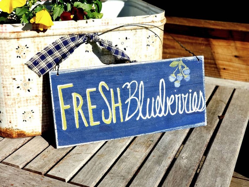 Fresh Blueberries Sign,outdoor Sign for Home,outdoor Wood Sign ...