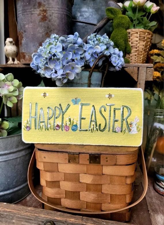 Happy Easter sign,outdoor easter sign,wood garden sign,spring decor,easter wood sign,spring rustic sign,Easter door sign,spring door hanger