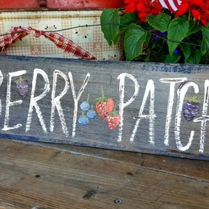 berry patch sign,custom wood sign outdoor,custom wood sign,outdoor decor,handpainted sign,garden sign outdoors,garden sign personalized