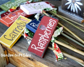 Custom Hand Painted Wood Garden Stakes: Vegetable Plant Markers, Outdoor Signage