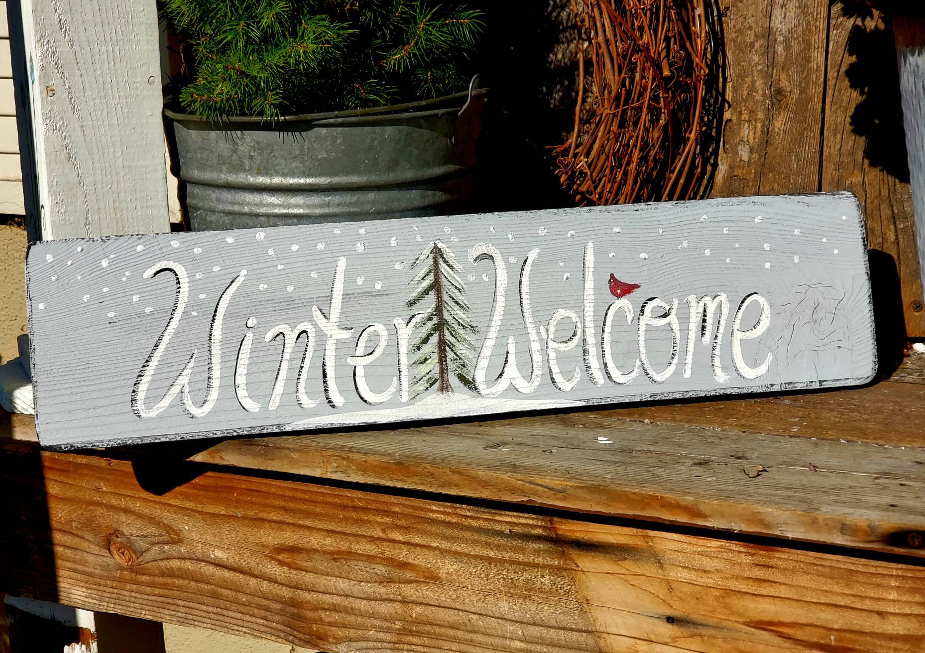 Winter welcome signrustic winter signcustom signswinter | Etsy