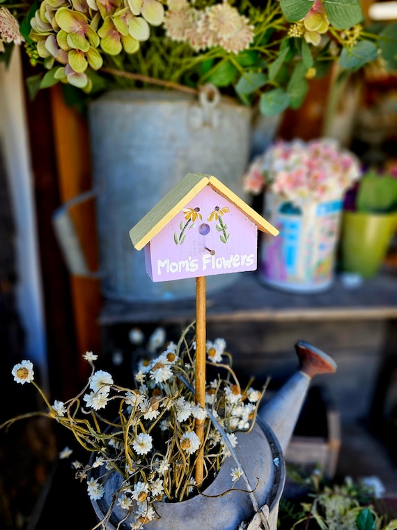 Custom birdhouse on a stake,wooden birdhouse,birdhouse decor,garden gift,garden gift,fairy garden wood birdhouse stake,custom birdhouse sign