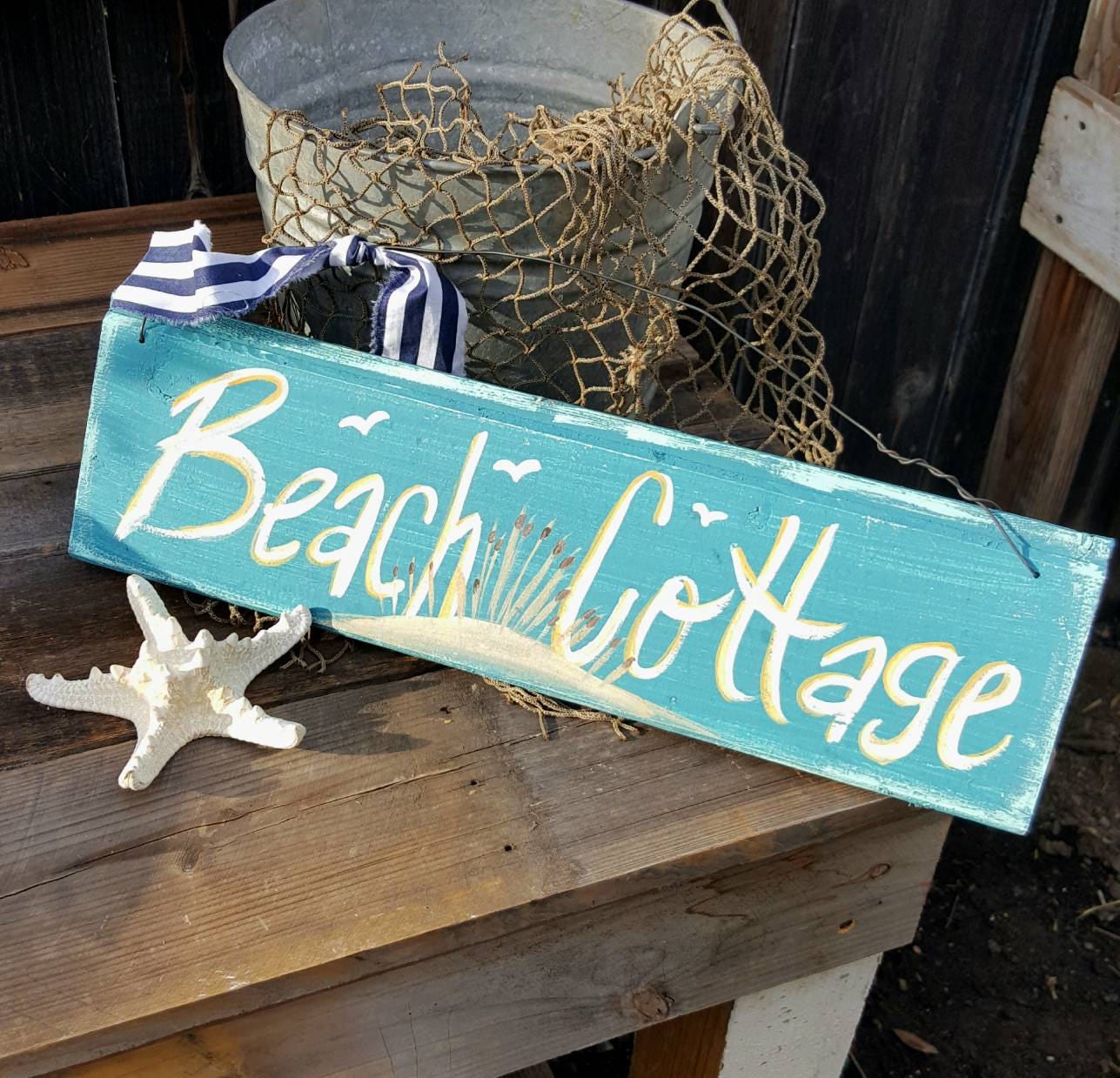 Beach cottage,rustic beach signs,beach decor,seaside decor