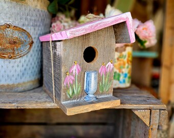 Outdoor birdhouse-wood birdhouse-handpainted  birdhouse-handmade birdhouse-garden decor-blue birdhouse-garden gift-the birdhouse of orange