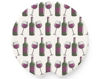 Soapstone Car Coaster: Wine Theme Auto Accessory