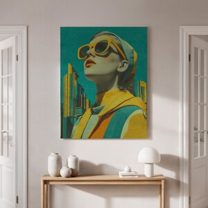 Pop Art Woman with Sunglasses Canvas Print, Retro Fashion Artwork