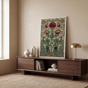 Vintage Botanical Flower Canvas Wall Art, Art Nouveau Floral Illustration, Classic Garden Inspired Decor, Elegant Nature Wall Accent
