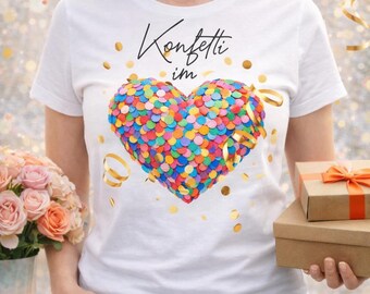 CONFETTI IN THE HEART T-Shirt | Colorful heart design, gift idea and costume alternative for carnival, Mardi Gras & parties