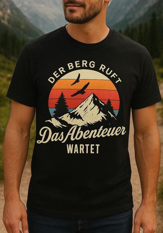 DER BERG RUFT T-Shirt | Das Abenteuer wartet Wander T Shirt Herren, Bergsteiger Tshirts für Herren, Berg Wandern & Naturliebhaber Geschenk
